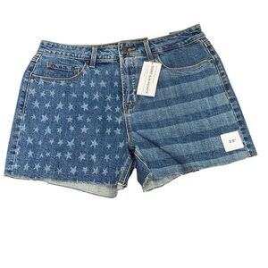 High rise secret Slim American flag patriotic Jean cut off shorts Americana